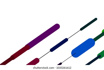 Dark Multicolor, Rainbow vector pattern with rounded lines. Glitter abstract illustration with colored sticks. Best design for your ad, poster, banner.