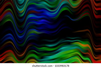 Dark Multicolor, Rainbow vector pattern with bent lines. Creative illustration in halftone marble style with gradient. A completely new template for your business design.
