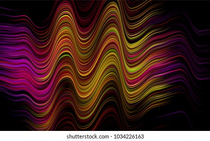 Dark Multicolor, Rainbow vector pattern with lines, ovals. Glitter abstract illustration with wry lines. A completely new template for your business design.