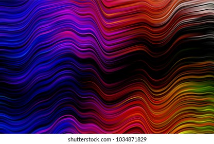 Dark Multicolor, Rainbow vector pattern with lines, ovals. Geometric illustration in marble style with gradient.  The best blurred design for your business.