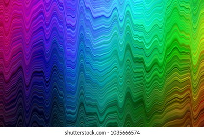 Dark Multicolor, Rainbow vector pattern with lines, ovals. Shining crooked illustration in marble style. A completely new template for your business design.