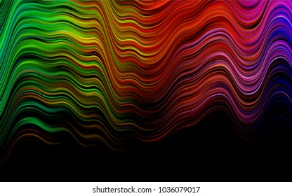 Dark Multicolor, Rainbow vector pattern with lines, ovals. Colorful abstract illustration with gradient lines. Pattern for your business design.