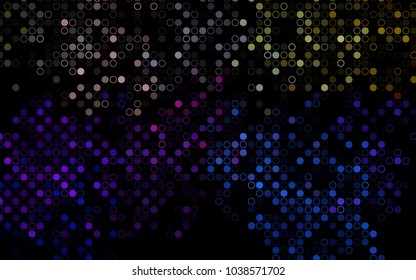 Dark Multicolor, Rainbow vector  pattern with spheres. Modern abstract illustration with colorful water drops. Completely new template for your brand book.