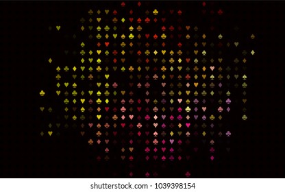 Dark Multicolor, Rainbow vector pattern with symbol of cards. Colored illustration with hearts, spades, clubs, diamonds. Pattern for leaflets of poker games, events.