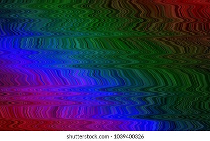 Dark Multicolor, Rainbow vector pattern with bent lines. Colorful abstract illustration with gradient lines. Marble design for your web site.
