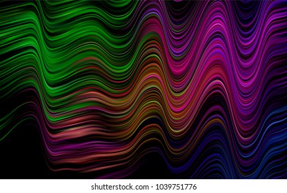 Dark Multicolor, Rainbow vector pattern with bent lines. Glitter abstract illustration with wry lines. The best blurred design for your business.