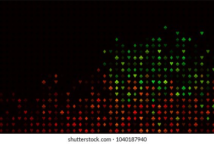 Dark Multicolor, Rainbow vector pattern with symbol of cards. Illustration with set of hearts, spades, clubs, diamonds. Pattern for leaflets of poker games, events.