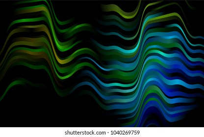 Dark Multicolor, Rainbow vector pattern with bent ribbons. Glitter abstract illustration with wry lines. The elegant pattern for brand book.