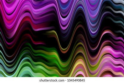 Dark Multicolor, Rainbow vector pattern with lines, ovals. Geometric illustration in marble style with gradient.  The best blurred design for your business.