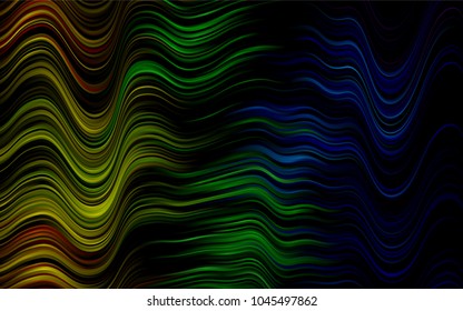 Dark Multicolor, Rainbow vector pattern with bent ribbons. Creative illustration in halftone marble style with gradient. A new texture for your  ad, booklets, leaflets.