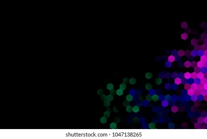 Dark Multicolor, Rainbow vector pattern. Hexagonal template. Geometric sample. Repeating hexagon shapes. Brand-New texture for your design. Pattern can be used for background