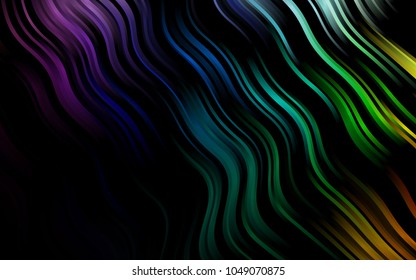 Dark Multicolor, Rainbow vector pattern with bent ribbons. Shining illustration, which consist of blurred lines, circles. A completely new marble design for your business.