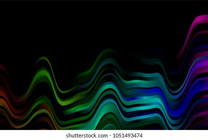 Dark Multicolor, Rainbow vector pattern with lines, ovals. Modern gradient abstract illustration with bandy lines. Brand-new design for your ads, poster, banner.