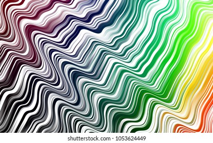 Dark Multicolor, Rainbow vector pattern with liquid shapes. Glitter abstract illustration with wry lines. Textured wave pattern for backgrounds.