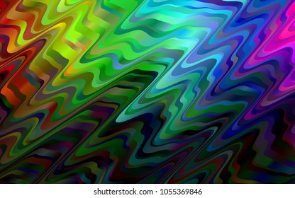 Dark Multicolor, Rainbow vector pattern with bent ribbons. Colorful illustration in abstract marble style with gradient. A completely new marble design for your business.