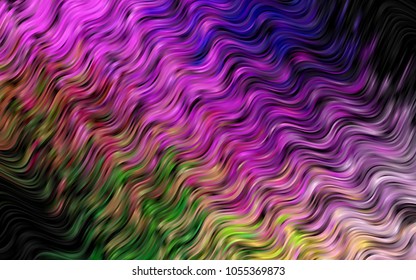 Dark Multicolor, Rainbow vector pattern with bent ribbons. Brand-new colored illustration in marble style with gradient. Textured wave pattern for backgrounds.