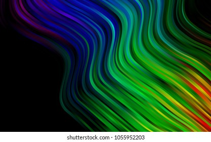 Dark Multicolor, Rainbow vector pattern with curved circles. An elegant bright illustration with gradient. A completely new template for your business design.