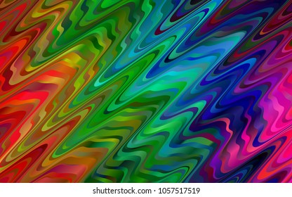Dark Multicolor, Rainbow vector pattern with bent lines. Colorful abstract illustration with gradient lines. Marble design for your web site.