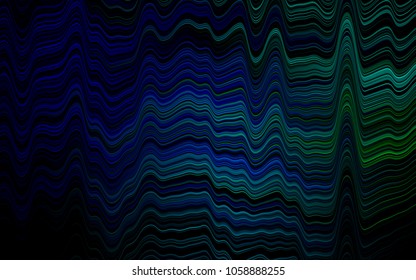 Dark Multicolor, Rainbow vector pattern with curved circles. Glitter abstract illustration with wry lines. Pattern for your business design.