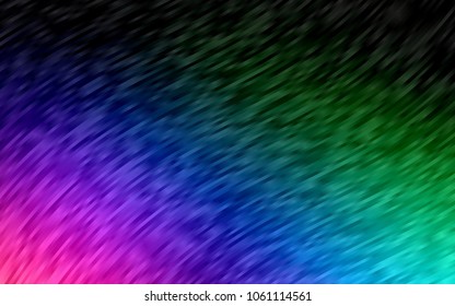 Dark Multicolor, Rainbow vector pattern with bent ribbons. A sample with blurred bubble shapes. Textured wave pattern for backgrounds.