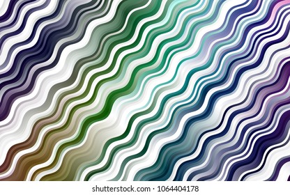 Dark Multicolor, Rainbow vector pattern with bent ribbons. Shining illustration, which consist of blurred lines, circles. Marble style for your business design.