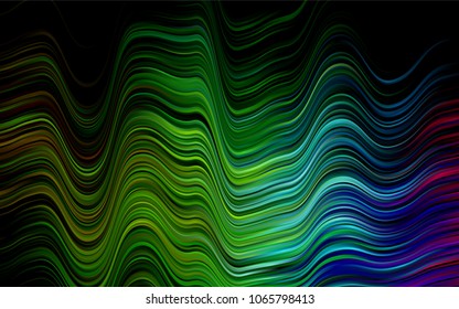 Dark Multicolor, Rainbow vector pattern with liquid shapes. Colorful abstract illustration with gradient lines. A new texture for your  ad, booklets, leaflets.