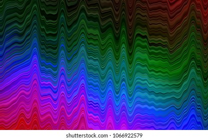Dark Multicolor, Rainbow vector pattern with lines, ovals. Shining crooked illustration in marble style. A completely new template for your business design.