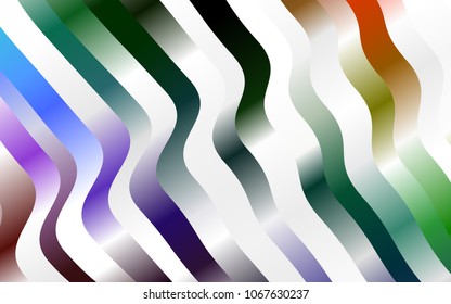 Dark Multicolor, Rainbow vector pattern with bent lines. Colorful abstract illustration with gradient lines. New composition for your brand book.