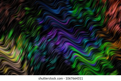 Dark Multicolor, Rainbow vector pattern with lava shapes. Glitter abstract illustration with wry lines. New composition for your brand book.
