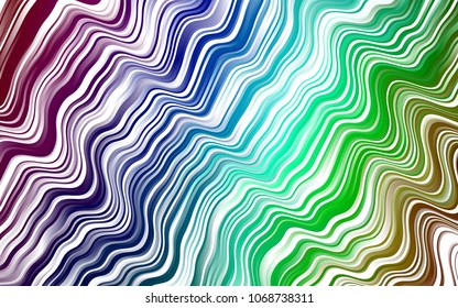 Dark Multicolor, Rainbow vector pattern with bent lines. Geometric illustration in marble style with gradient.  Textured wave pattern for backgrounds.