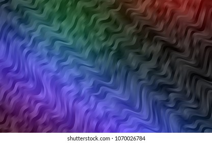 Dark Multicolor, Rainbow vector pattern with bent ribbons. Modern gradient abstract illustration with bandy lines. New composition for your brand book.