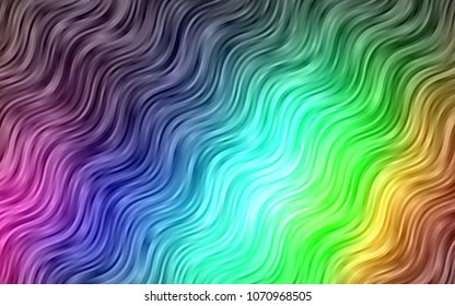 Dark Multicolor, Rainbow vector pattern with lines, ovals. Colorful abstract illustration with gradient lines. A completely new marble design for your business.