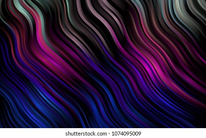 Dark Multicolor, Rainbow vector pattern with bent lines. Shining illustration, which consist of blurred lines, circles. Marble design for your web site.