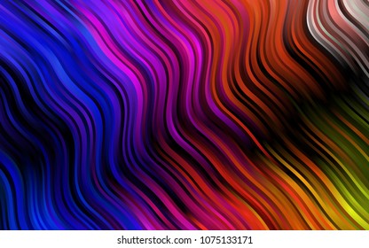 Dark Multicolor, Rainbow vector pattern with bubble shapes. Modern gradient abstract illustration with bandy lines. Brand-new design for your ads, poster, banner.