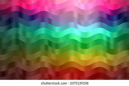 Dark Multicolor, Rainbow vector pattern with liquid shapes. Modern gradient abstract illustration with bandy lines. New composition for your brand book.