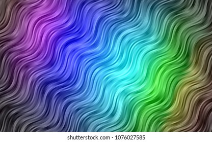 Dark Multicolor, Rainbow vector pattern with bent lines. Colorful abstract illustration with gradient lines. New composition for your brand book.