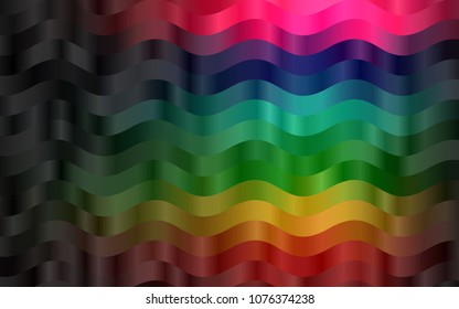 Dark Multicolor, Rainbow vector pattern with curved circles. Shining illustration, which consist of blurred lines, circles. Textured wave pattern for backgrounds.