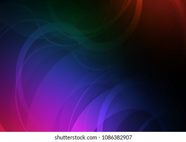 Dark Multicolor, Rainbow vector pattern with curved circles. Colorful illustration in abstract marble style with gradient. A completely new template for your business design.