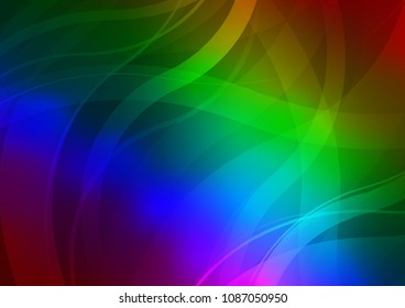 Dark Multicolor, Rainbow vector pattern with bent lines. Geometric illustration in marble style with gradient.  A new texture for your  ad, booklets, leaflets.