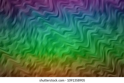 Dark Multicolor, Rainbow vector pattern with bent lines. A sample with blurred bubble shapes. A completely new template for your business design.