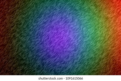 Dark Multicolor, Rainbow vector pattern with lines, ovals. Creative illustration in halftone marble style with gradient. Marble style for your business design.