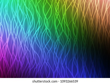 Dark Multicolor, Rainbow vector pattern with bent lines. A vague circumflex abstract illustration with gradient. Brand new design for your ads, poster, banner.