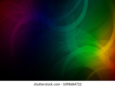 Dark Multicolor, Rainbow vector pattern with curved circles. A sample with blurred bubble shapes. The elegant pattern for brand book.