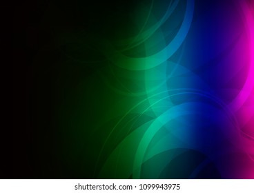 Dark Multicolor, Rainbow vector pattern with curved circles. A vague circumflex abstract illustration with gradient. Marble design for your web site.