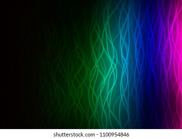 Dark Multicolor, Rainbow vector pattern with liquid shapes. Shining illustration, which consist of blurred lines, circles. A completely new template for your business design.