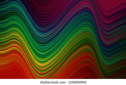 Dark Multicolor, Rainbow vector pattern with lines, ovals. Modern gradient abstract illustration with bandy lines. The best blurred design for your business.