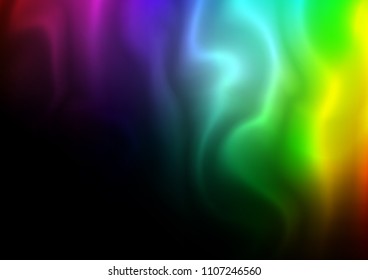 Dark Multicolor, Rainbow vector pattern with wavy shapes. Glitter abstract illustration with wry lines. Pattern for your business design.