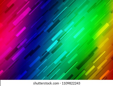 Dark Multicolor, Rainbow vector pattern with narrow lines. Glitter abstract illustration with colored sticks. The pattern can be used as ads, poster, banner for commercial.