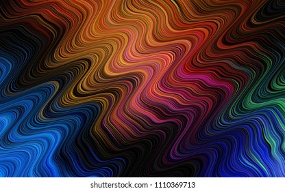 Dark Multicolor, Rainbow vector pattern with lines. Modern gradient abstract illustration with bandy lines. New composition for your brand book.