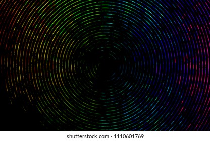 Dark Multicolor, Rainbow vector pattern with bent lines. Shining illustration, which consist of blurred lines, circles. New composition for your brand book.